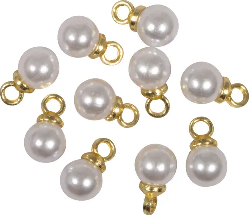 Rayher Mini Anhänger Perle Gold 10 Stück 5 mm Schmuckzubehör Basteln