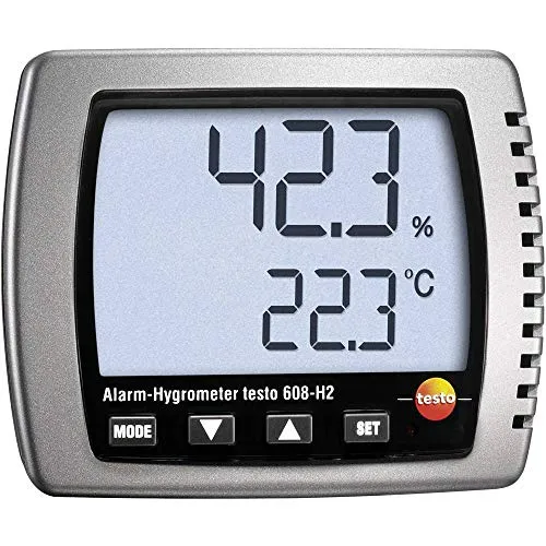 testo 608-H2 - Thermohygrometer zur Messung von Luftfeuchtigkeit und Temperatur, präzise Messungen mit Alarmfunktion für optimales Raumklima