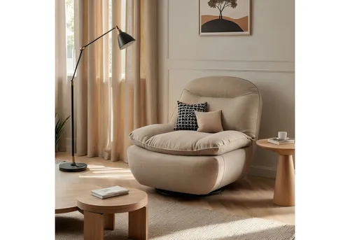 FLEXISPOT Schaukelsessel - Gemütlicher Relaxsessel mit Stauraum - Einzelsessel mit verstellbarem Neigungswinkel bis 145°, ideal für Senioren und stillende Mütter. Praktische seitliche Ablage für Fernbedienungen und mehr.
