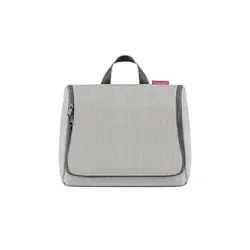 reisenthel Kulturbeutel toiletbag XL Herringbone Grey - geräumig mit praktischem Haken und integriertem Spiegel für perfekten Reisekomfort