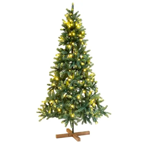 cm naturgetreuer künstlicher XL Weihnachtsbaum in Nordmanntannen-Optik, ca. 922 Äste mit hochwertigen PE Nadeln, inkl. Baumständer, einfacher Zusammenbau (beleuchtet mit 240 LEDs) 180