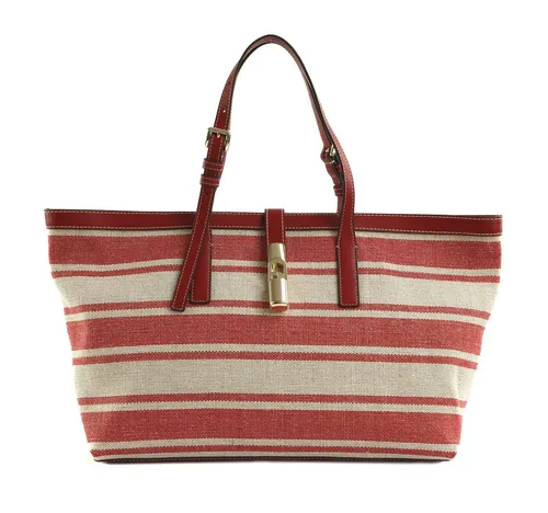 Furla Debby L Shopper - Damen - Beige/Rot - Stylischer Furla Debby L Shopper aus hochwertigem Canvas, ideal für den Alltag. Großzügiger Stauraum und modisches Design machen ihn zum perfekten Begleiter.