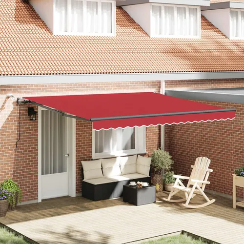vidaXL Einziehbare Markise Rot 400 × 300 cm - Markise für Balkon, schickes Design mit Fernbedienung für flexiblen Sonnenschutz, UV- und wasserabweisend für langlebigen Einsatz.