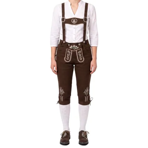 German Wear Damen Trachten Kniebundhose mit Hosenträgern