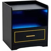 Costway Nachttisch mit LED Licht in Schwarz in schwarz von Costway