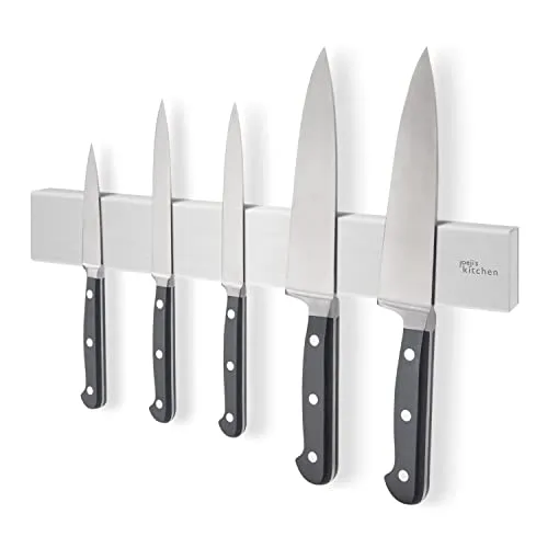 Joeji's Kitchen Magnetische Messerleiste 40cm - Selbstklebend oder mit Schrauben - Edelstahl - Praktische magnetische Messerleiste aus Edelstahl für die Wand. Hält Ihre Messer sicher und sorgt für Ordnung in der Küche. Platzsparend und einfach zu installieren – ideal für jede glatte oder raue Oberfläche.