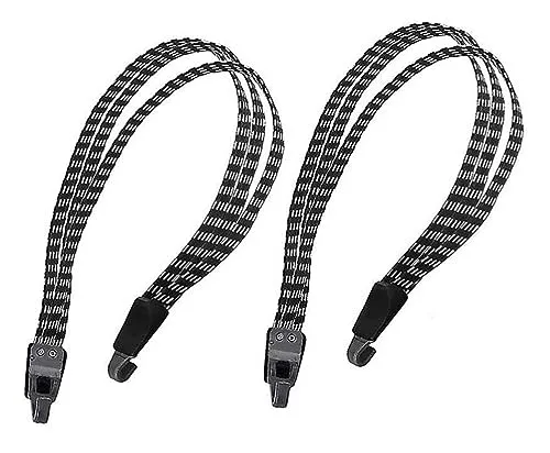 2er Set 65cm Fahrrad Gepäckspanner | Spanngurt Gepäckträger | Fahrradträger Spanngummi | Gepäckgummi mit 2 Haken | Gepäckspanner schwarz-weß - Expander | Spannseil Fahrradgurt zur Ladungssicherung