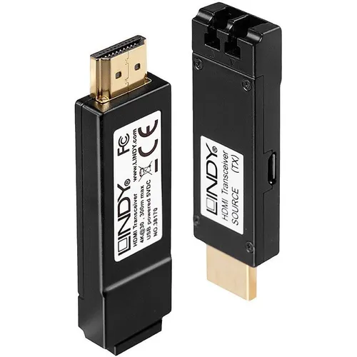 LINDY HDMI Extender 4K LWL 300m - HiFi-Kabel zur Verlängerung von HDMI-Signalen bis 300m, unterstützt Ultra HD 4K und verlustfreie Audioformate für optimale Bild- und Klangqualität.