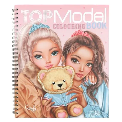 Depesche 13210 TOPModel Team Teddy - Malbuch mit 40 Seiten, kreatives Ausmalen von Model- und Teddy-Motiven, inkl. Stickerbogen für individuelle Gestaltung