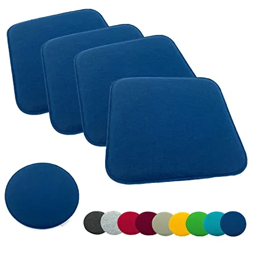 heimtexland ® 4er Pack Filz Sitzkissen Marineblau 35x35 cm - Stuhlkissen aus 100% pflegeleichtem Polyester, strapazierfähig und ideal für drinnen und draußen – perfekter Sitzkomfort mit 2 cm Polsterung.