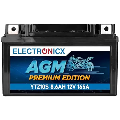 Electronicx YTZ10S AGM Motorradbatterie 12V 8,6Ah 165A – wartungsfreie, versiegelte Starterbatterie für Motorrad, Roller & Powersport – vibrationsfest, auslaufsicher, kompakt & sofort einbaufertig
