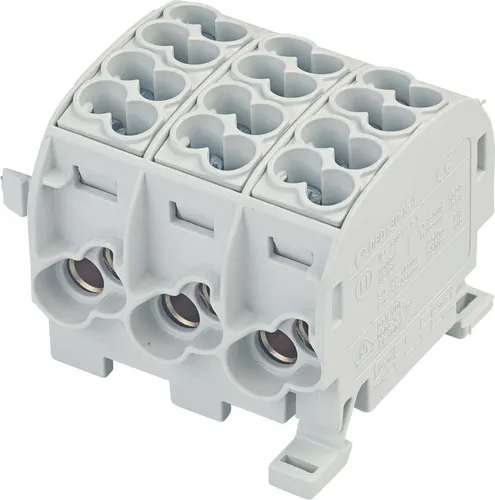 grenda-hammer® | VDE Hauptleitungsabzweigklemmen HLAK in 1- bis 5-poliger schmaler Ausführung mit nur 17,8mm Modulbreite je Pol (3-polig | grau)