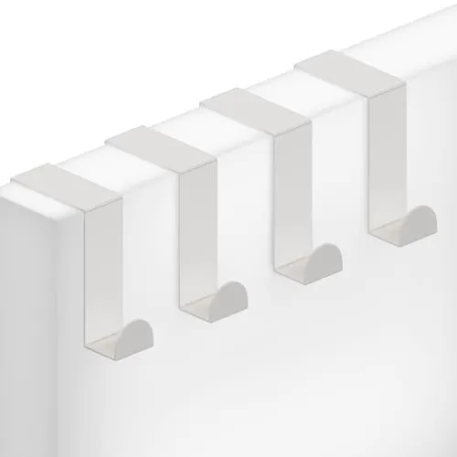 Minismus Türhaken zum Einhängen – Edelstahl Kleiderhaken Tür – Einzeln verwendbare Türgarderobe Haken Garderobenhaken – Aufhängehaken – Einhängehaken 4er Set (Weiß)