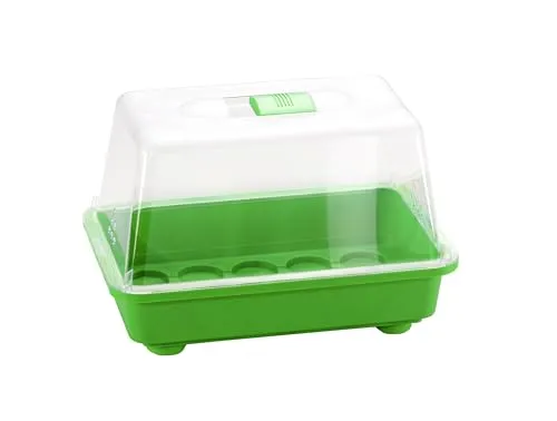 Romberg Gewächshaus S (Farbe grün, Wasserrinnen, Vertiefungen, Schieberegler in der Haube, Kunststoff PAK-frei) 10094100