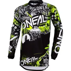 O'NEAL Bike Jersey Element Attack Black/Neon Yellow M - Fahrradbekleidung mit atmungsaktivem, feuchtigkeitsableitendem Material und eingenähtem Ellbogenschutz für optimalen Fahrkomfort und maximale Bewegungsfreiheit.