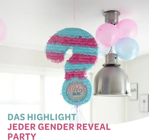 Pinata Baby blau rosa Fragezeichen welches Geschlecht Gender Boy or Girl