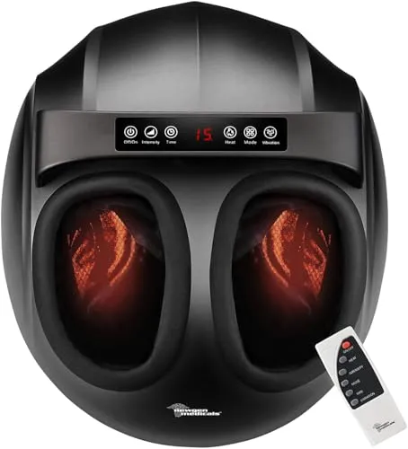 newgen medicals Fussmassage: Shiatsu-Fußmassagegerät, 3D-Massage, 9 Stärken, 3 Vibrationen, Wärme (Fußmassage Geräte, Luftkissen Fußmassage-Geräte, Vibration)