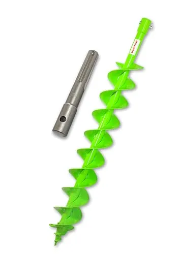 WERHE Erdbohrer 100 mm, Doppelwendel, SDS Max Adapter, für Garten und Bau | Gesamtlänge 80 cm, Arbeitstiefe 76 cm, Aufnahme 20 mm, kompatibel mit Bosch, Makita, Einhell, inkl. Bolzen