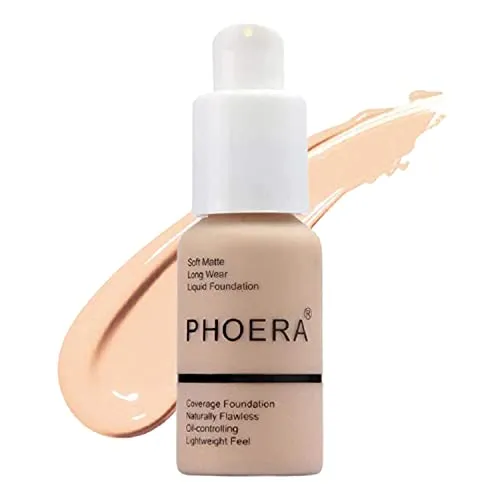 Glamza PHOERA Foundation Concealer-Makeup, voll abdeckend, aufhellend, lang anhaltend (102 Nude)