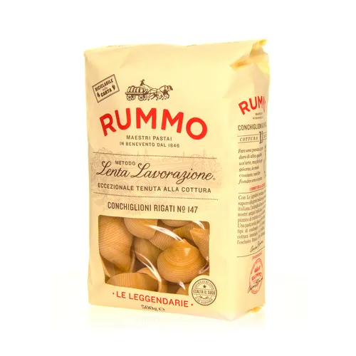 Rummo Conchiglioni Rigati No. 147 - Riesenmuschelnudeln aus Italien - Nudeln & Pasta, perfekte Form für gefüllte Rezepte, aus hochwertigem Hartweizen für ein unvergleichliches Geschmackserlebnis.