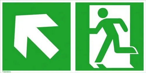 SafetyMarking Fluchtwegschild Aluminium Notausgang links, Richtungsangabe links aufwärts 15.3048 (B x H) 300mm x 150mm ISO 7010