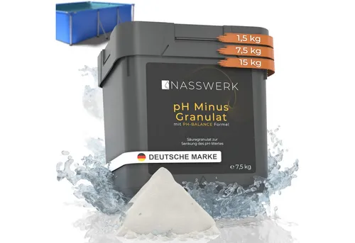 NASSWERK pH Minus Granulat 7,5kg | Effektiver pH Senker für Pools - Pool-Balancer, hocheffektiv zur schnellen Regulierung des pH-Wertes und ideal für die perfekte Basis von Poolchemie.