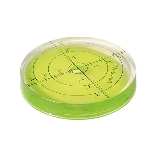 Blanko Acrylglas-Dosenlibelle mit gelber Libellenflüssigkeit, Maß ca. 66 x 11 mm