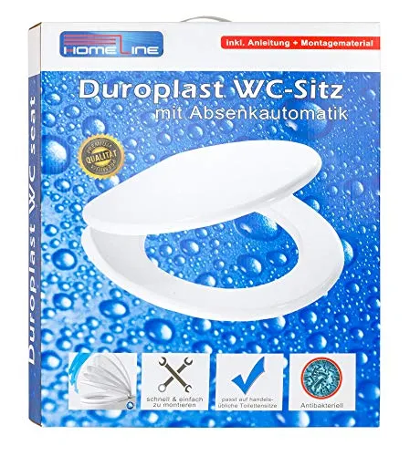 WC-Sitz mit SOFT CLOSE Absenkautomatik | Antibakteriell | Hochwertige Duroplast inkl Befestigungs-Set