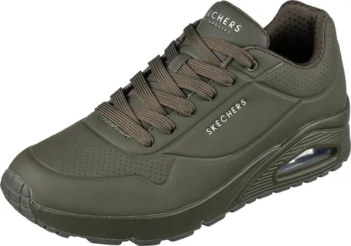 Skechers UNO STAND ON AIR Sneaker grün 43 EU - Sneaker in DKGR Dark Green, Größe 43 EU, mit atmungsaktiver Air-Cooled Memory Foam Innensohle für höchsten Komfort und ein tolles Laufgefühl.