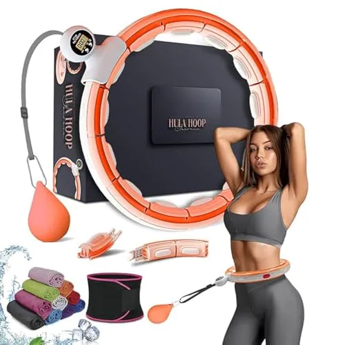 K-MART Smart Weighted Hula Ring Hoops - Abnehmbarer Fitnessring mit Massageeffekt - Fitnessreifen für Gewichtsverlust mit 360° Auto-Spinning Ball Massage, ideal für effektives Training und Verbesserung der Taillenkurve.