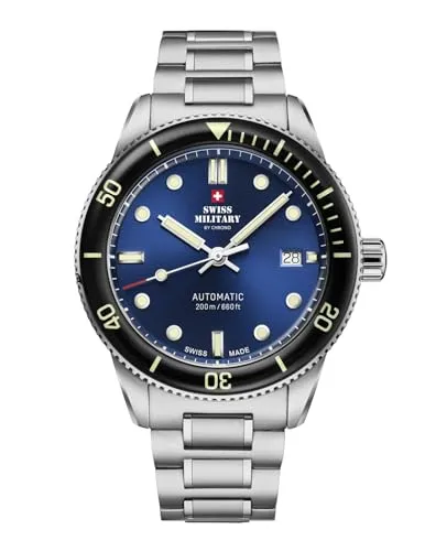 Swiss Military by Chrono Herren Uhr Armbanduhr Automatik Uhrwerk mit Edelstahl Metallarmband Analoge Herrenuhr Silber SMA34106.02