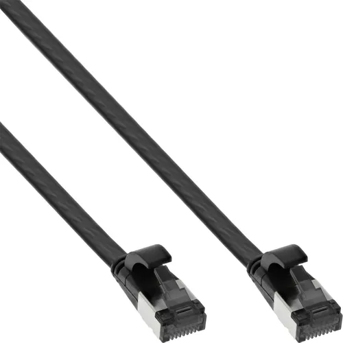 InLine® Patchkabel flach U/FTP Cat.8.1 TPE halogenfrei schwarz 25cm