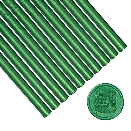 Wachs-Siegel-Stick, ANBOSE 10pcs Klebepistole Wachs-Siegel-Sticks für Wachs-Siegel-Stempel, Wachs-Siegel-Stäbe für Hochzeit Einladungen, Briefumschläge(Pine Green)