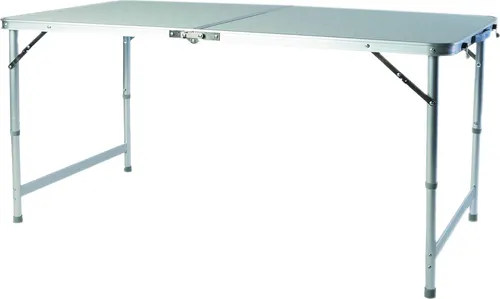 Höhenverstellbarer Klapptisch 120x60 cm aus Aluminium - Camping-Möbel, leicht und transportabel mit praktischem Tragegriff, ideal für Picknicks, Camping und Balkon.