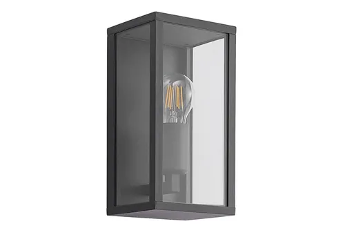 Lindby Außen-Wandleuchte Peldar, dimmbar - Moderne Wandleuchte aus Aluminium und Glas in dunkelgrau, ideal für Schlafzimmer, Wohnzimmer oder Flur. Dimmbar für individuelle Lichtstimmung.