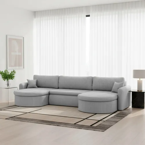 Fun Möbel Wohnlandschaft FELIZ mit Schlaffunktion und Bettkasten - Gemütliche Wohnlandschaft FELIZ mit Schlaffunktion und Bettkasten. Hochwertiges Design, inklusive 4 Zierkissen, ideal für entspannte Abende und stilvolle Akzente in jedem Raum.