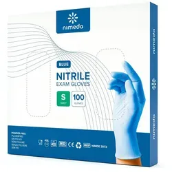 Kemes Einweghandschuhe Nitrilhandschuhe 100 Stück Einmalhandschuhe Gummihandschuh Latexfrei blau S