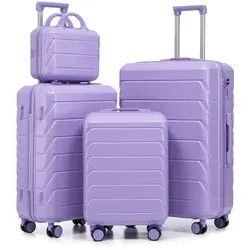 LVHOM Hartenschalenkoffer-Set 4-teilig mit 360° Rollen – Lila - Praktisches 4-teiliges Koffer Set in Lila, ideal für jede Reise. Robuste ABS-Hartschale, wasserdicht und kratzfest. Mit 360° Rollen und ergonomischem Teleskopgriff für müheloses Manövrieren.