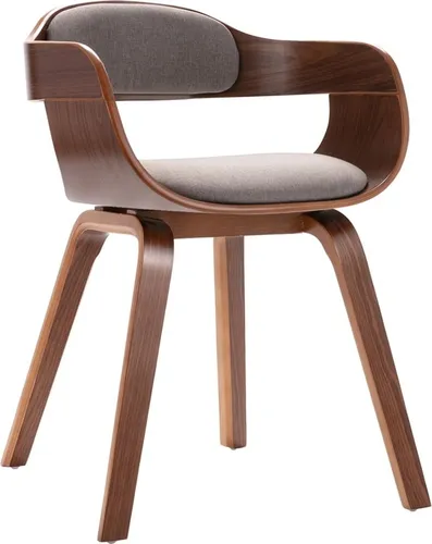 The Living Store Esszimmerstuhl Taupe aus Bugholz und Stoff