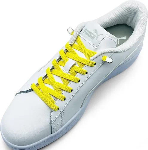 ELANOX Schnürsenkel 4 Stück für 2 Paar Schuhe elastische Schnürsenkel mit Clips, inkl. Enden (Clips) - 8 St. in silber