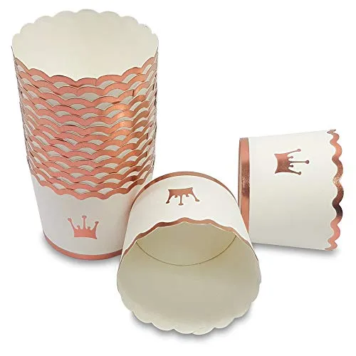 Frau WUNDERVoll® 50 Muffin BACKFORMEN Krone Rosegold Durchmesser 6,1 cm/Muffinbackform, Muffinform, Backformen, Backförmchen, Cupcake Formen, Muffin Förmchen Papier