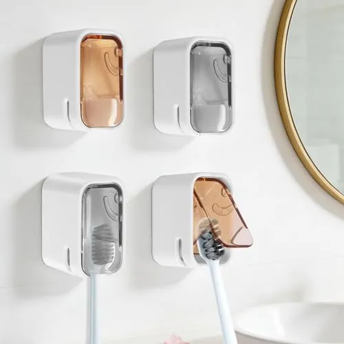 Zahnbürstenhalter Wand 4 Stück Zahnbürstenhalter zur Wandmontage Elektrische Zahnbürste Halterung Toothbrush Holder Electric Ohne Bohren Rasierhalter für Badezimmer, Reisen, Kinder, Erwachsene