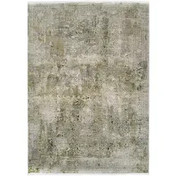 OCI DIE TEPPICHMARKE Läufer BESTSELLER CAVA - Rechteckiger Teppich (80x300 cm) in grau/grün aus glänzender Viskose, pflegeleicht und perfekt für Wohnzimmer, rutschhemmend empfohlen für mehr Sicherheit.