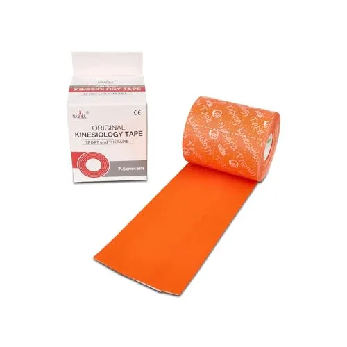 Nasara Original Kinesiologie Physio Tape für Sport und Medizin, Rollengröße 7.5cm x 5m, Orange