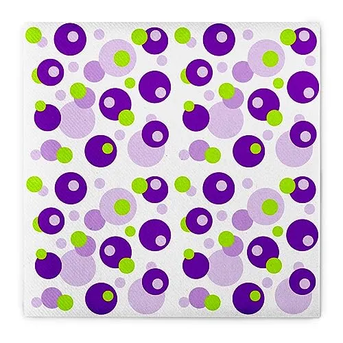 Sovie HOME Serviette BUBBLES in VIOLETT-GRÜN aus Linclass Airlaid, 40x40cm (20x20cm gefaltet), 1/4 Falz, 12 Stück, Retrodesign bunte Kreise, elegant, Tischdeko, Party, Fest