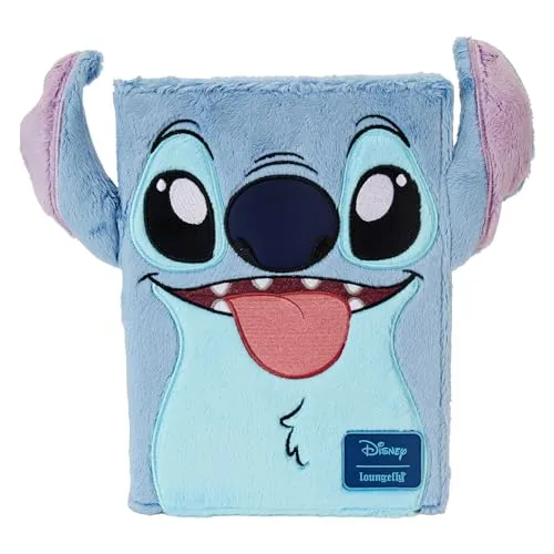 Loungefly Disney Stitch Plüsch-Tagebuch - Tagebuch für Kinder aus weichem Plüschmaterial, ideal für kreative Köpfe. Mit Kunstdruckseiten und einer praktischen Tasche für das Handy.