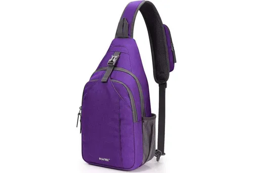 LuxusKollektion Umhängetasche Brusttasche Diebstahlschutz Crossbody Kopfhörerloch Violett Grau
