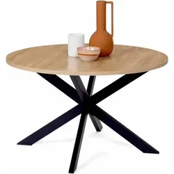 Idmarket - Runder Couchtisch Alix Spinnenfuß 70 Cm Holz Und Schwarz