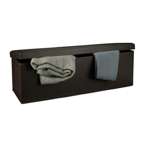 Faltbare Sitzbank mit Stauraum – Kunstleder Sitzhocker von Relaxdays