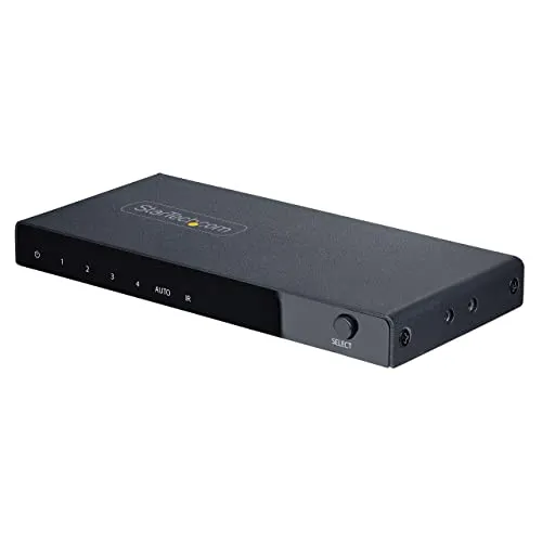 StarTech.com 4-Port 8K HDMI Switch - HDMI 2.1 Umschalter für 4K 120Hz und 8K 60Hz, automatisches Umschalten mit IR-Fernbedienung und robustem Metallgehäuse